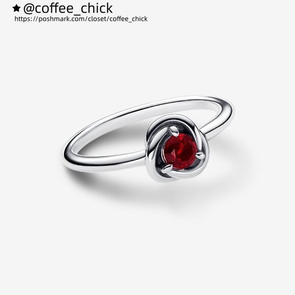 Pandora January Red Eternity Circle Ring - Picture 2 of 4
